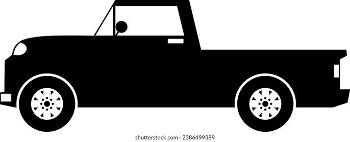 Vector de icono de auto de recogida. Silueta de coche de entrega en el campo para icono, símbolo y signo. Vehículo de recogida para transporte, envío, entrega, paquete o tránsito