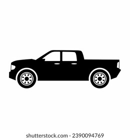 Pickup car icon vector. Countryside delivery car silhouette for icon, symbol and sign. Pickup car for transportation, shipment, delivery, package or transit