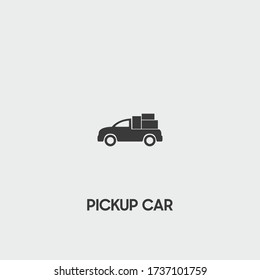 Pick-up Auto Ikone. Abholwagen auf grauem Hintergrund