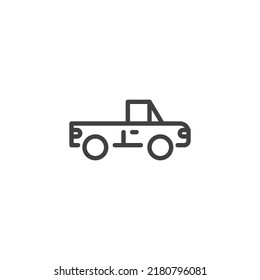 Pickup Car Line Icon. Linear Style Sign For Mobile Concept And Web Design. Pickup Truck Outline Vector Icon. Symbol, Logo Illustration. Vector Graphics