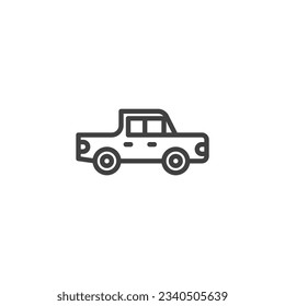 Icono de la línea del coche de recogida. signo de estilo lineal para concepto móvil y diseño web. icono del vector de contorno de camión de suv. Símbolo, ilustración del logotipo. Gráficos vectoriales