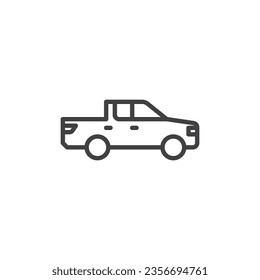 Pickup car line icon. linear style sign for mobile concept and web design. Pickup truck side view outline vector icon. Symbol, logo illustration. Vector graphics