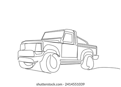 pickup car off road vehicle nature outside one line art design