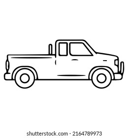 pickup car outline vector illustration,isolated on white background,top view