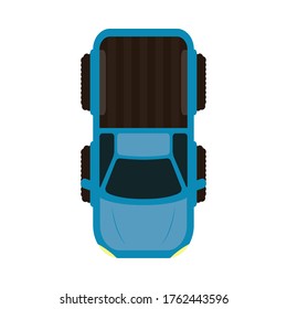 diseño de la vista superior del coche de recogida, carretera de tráfico de la velocidad de la rueda del vehículo de transporte y tema del viaje Ilustración del vector
