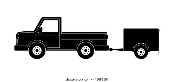 Pickup car and trailer vector illustration