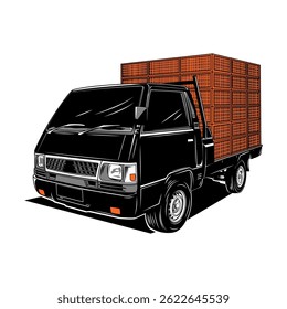 Pickup car vector color illustration image 