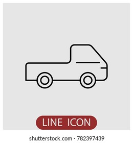 Pickup car vector line icon.