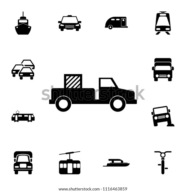 pick-up with cargo
icon. Detailed set of  Transport icons. Premium quality graphic
design sign. One of the collection icons for websites, web design,
mobile app on white
background