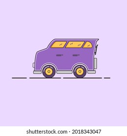 Pickup for delivery of parcels. Car on a pink background. Vector illustration