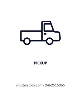 pickup icon. Thin line pickup icon from agriculture and farm collection. Outline vector isolated on white background. Editable pickup symbol can be used web and mobile
