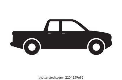 Pickup icon vector, pickup truck sign, black  on white background