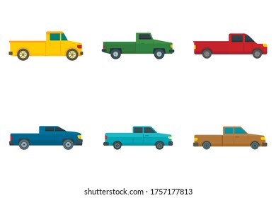 Pickup icons set. Flat set of pickup vector icons for web design