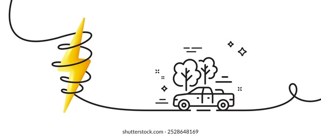 Ícone da linha de retirada. Uma linha contínua com curva. Sinal de transporte de trânsito. Símbolo do carro de viagem. Faixa de opções de estrutura de tópicos única de retirada. Curva de loop com energia. Vetor