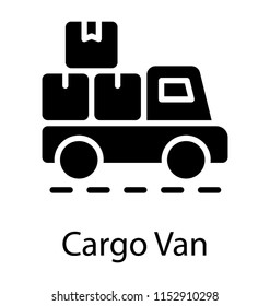 
Pickup loaded with boxes displaying delivery van icon
