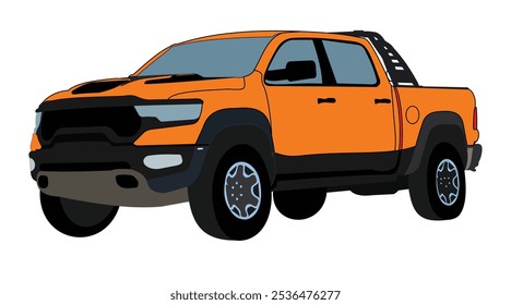 Pickup or mini truck vehicle transport silhouette vector icon illustration.