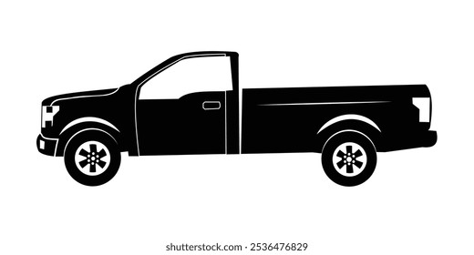 Pickup or mini truck vehicle transport silhouette vector icon illustration.