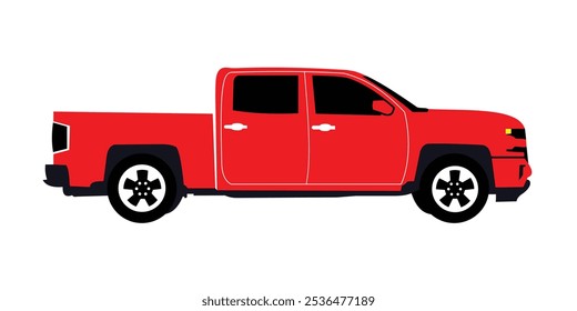 Pickup or mini truck vehicle transport silhouette vector icon illustration.