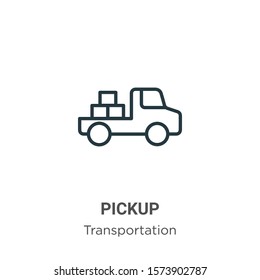 Pickup outline vector icon. Thin line black pickup icon, flat vector simple element illustration from editable transportation concept isolated on white background