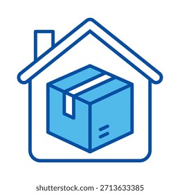 Iconos Del Punto De Recogida En Estilo Azul, Ilustración vectorial