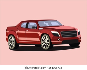 Pickup red realistic vector illustration isolated svg