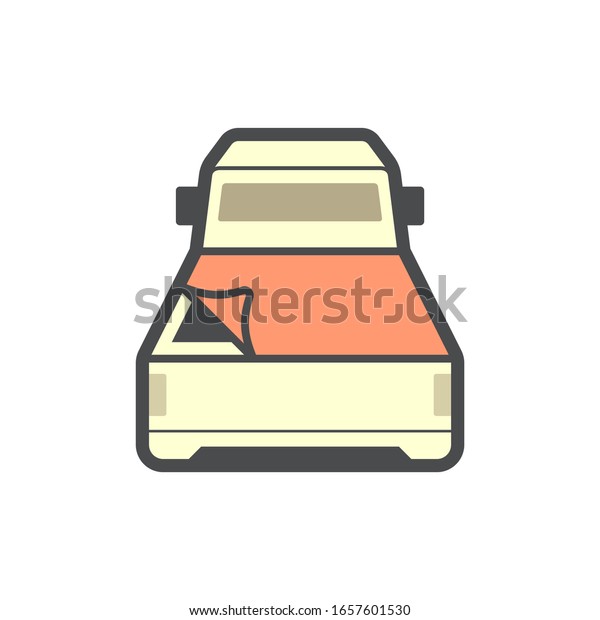 pickup truck accessory or tonneau cover or bed\
truck cover  vector icon\
design.