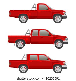 Pickup truck cabine types vector illustration blueprint