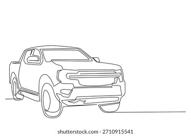 Coche de camioneta en dibujo continuo de una línea. Ilustración de arte de una sola línea de Pick Up Truck. Vector editable.