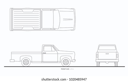 pickup truck car drawing graphic outline