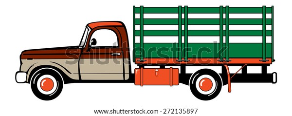 Pickup\
truck. Classic truck. Isolated vector\
illustration