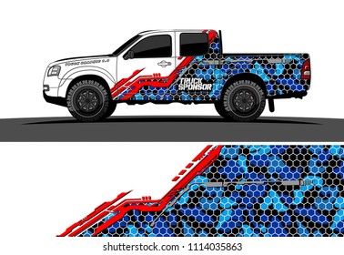 pickup truck decal design vector. abstract background for vehicle vinyl wrap