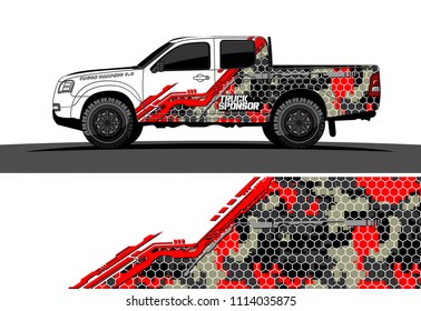 pickup truck decal design vector. abstract background for vehicle vinyl wrap