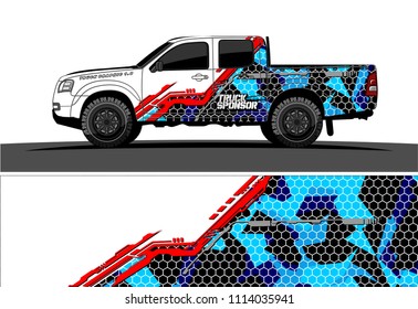 pickup truck decal design vector. abstract background for vehicle vinyl wrap