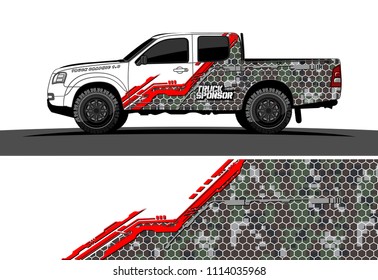 pickup truck decal design vector. abstract background for vehicle vinyl wrap