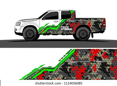 pickup truck decal design vector. abstract background for vehicle vinyl wrap