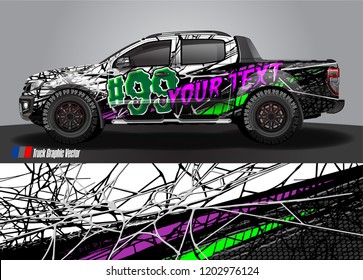 Pickup truck decal designs, Cargo van and car wrap vector. abstract graphic stripe for advertisement, race car, adventure and vehicle livery 