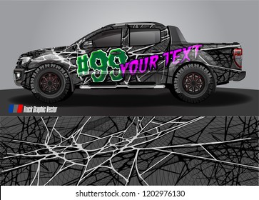 Pickup truck decal designs, Cargo van and car wrap vector. abstract graphic stripe for advertisement, race car, adventure and vehicle livery 