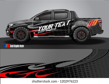 Pickup truck decal designs, Cargo van and car wrap vector. abstract graphic stripe for advertisement, race car, adventure and vehicle livery 