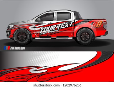 Pickup truck decal designs, Cargo van and car wrap vector. abstract graphic stripe for advertisement, race car, adventure and vehicle livery 