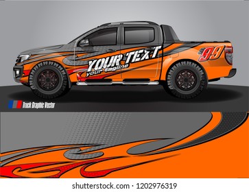 Pickup truck decal designs, Cargo van and car wrap vector. abstract graphic stripe for advertisement, race car, adventure and vehicle livery 