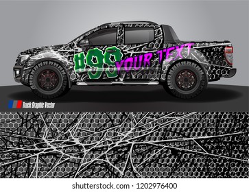 Pickup truck decal designs, Cargo van and car wrap vector. abstract graphic stripe for advertisement, race car, adventure and vehicle livery 