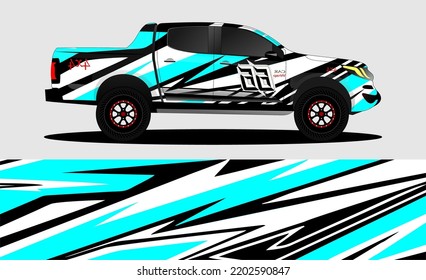 Pickup truck decal designs, Cargo van and car wrap vector. abstract graphic stripe for advertisement, race car, adventure and vehicle livery