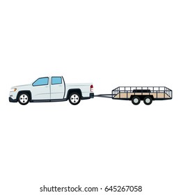 Pickup Truck And Dump Trailer Work Transport