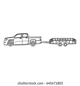 pickup truck and dump trailer work transport