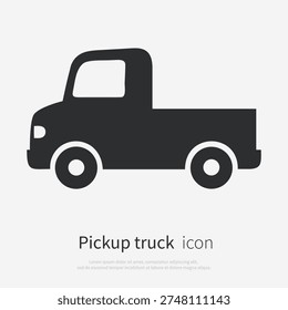 Pickup truck front view icon. Simple black pickup vehicle symbol in flat minimal vector style, isolated on white background.