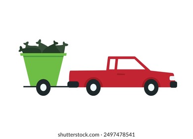 Camioneta con icono de papelera de salto completo. Imagen Clipart aislada sobre fondo blanco