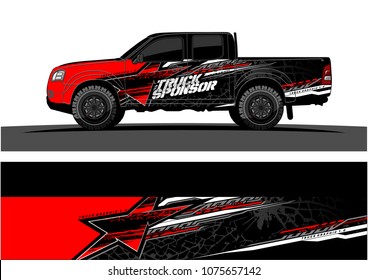 Pickup Truck Graphic Vector. Abstract Star Shape With Grunge Camouflage Design For Vehicle Vinyl Wrap 
