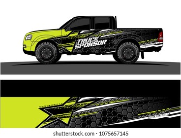 Pickup truck graphic vector. abstract star shape with grunge camouflage design for vehicle vinyl wrap 
