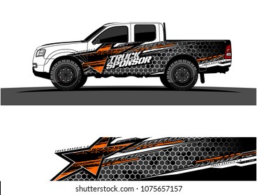 Pickup truck graphic vector. abstract star shape with grunge camouflage design for vehicle vinyl wrap 
