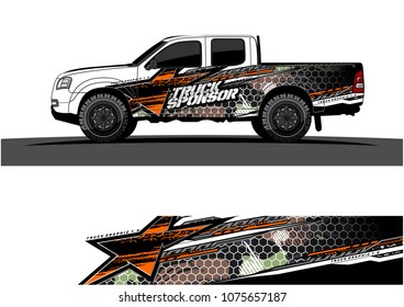 Pickup truck graphic vector. abstract star shape with grunge camouflage design for vehicle vinyl wrap 
